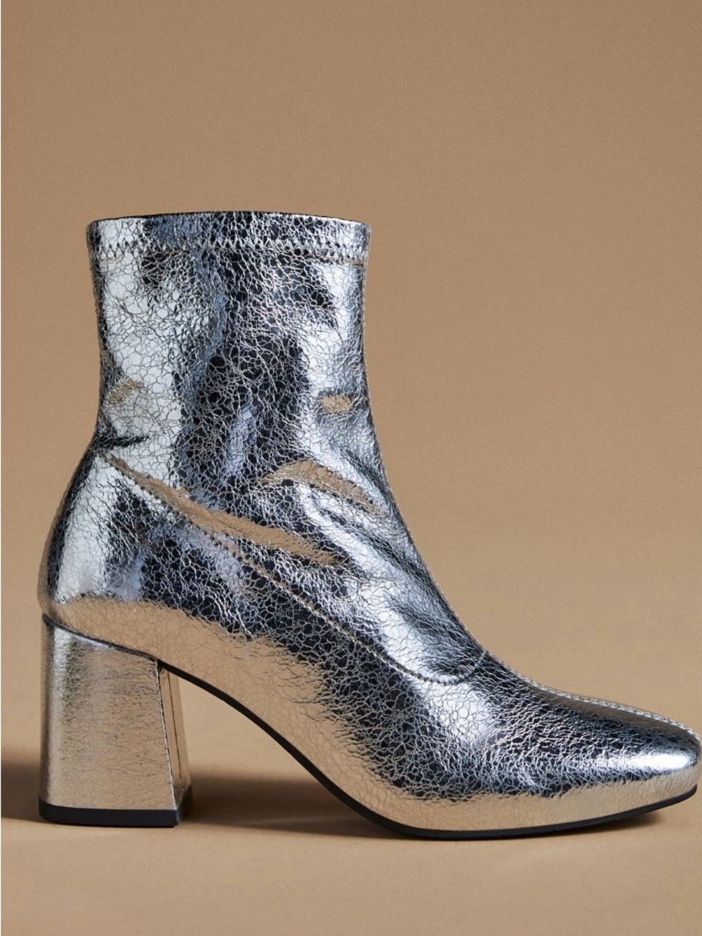 NEW BC Footwear Metallic Silver Block Heel Ankle Bootie Sz US6/UK37 BRAND NEW